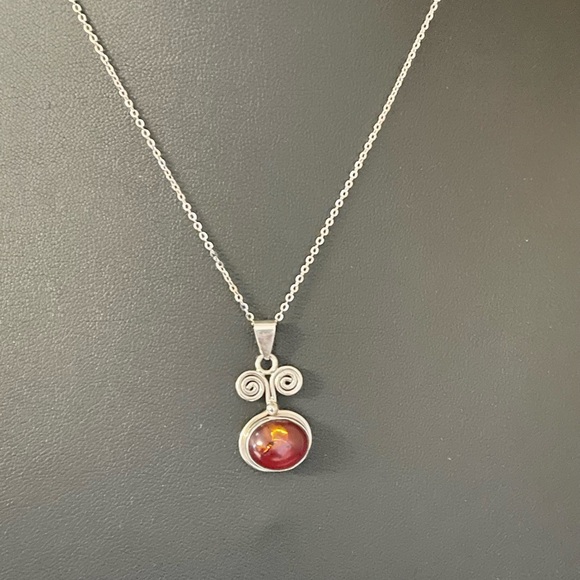 Sterling silver amber necklace - Picture 2 of 4